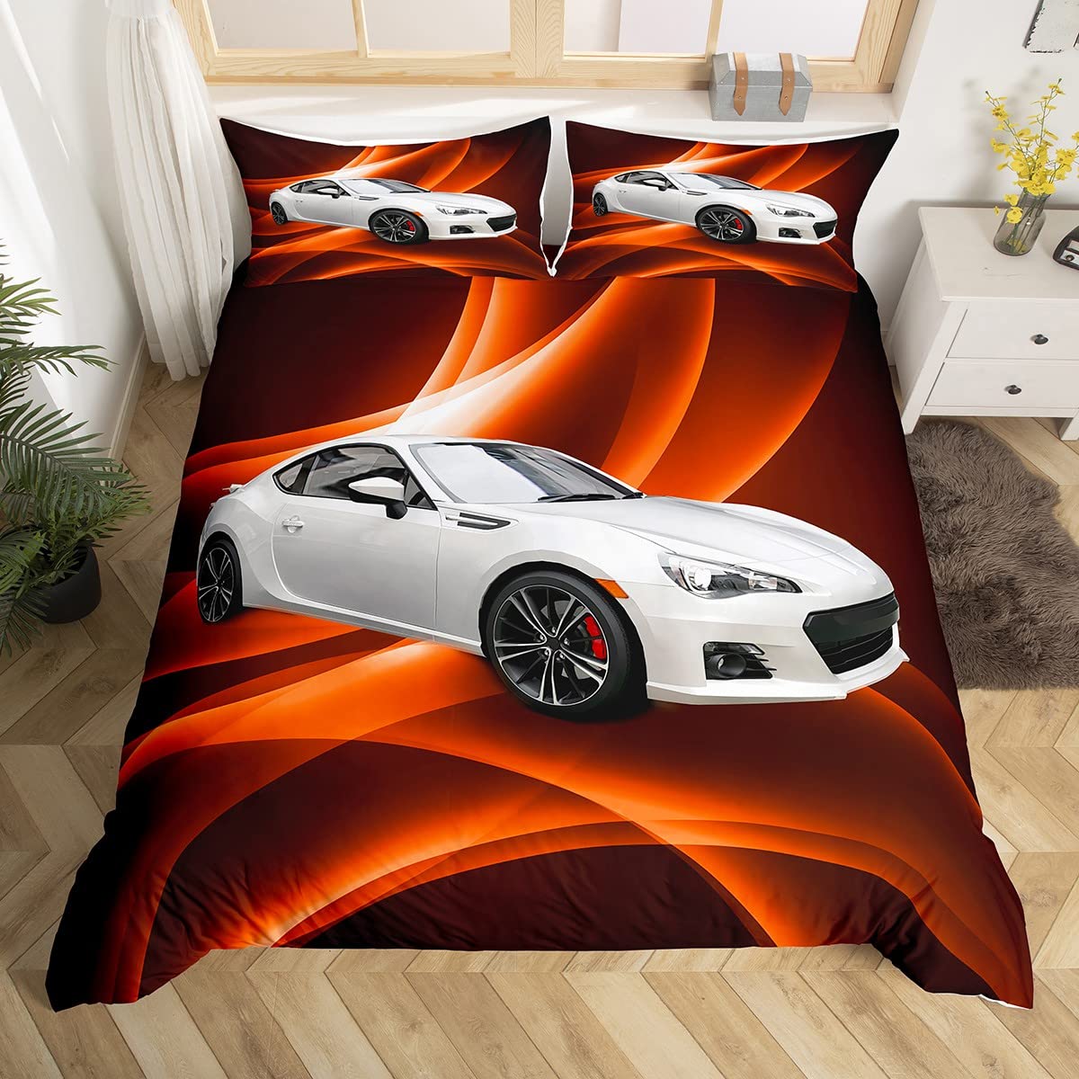 Housse de couette voiture de sport pour motiver le coucher des enfants