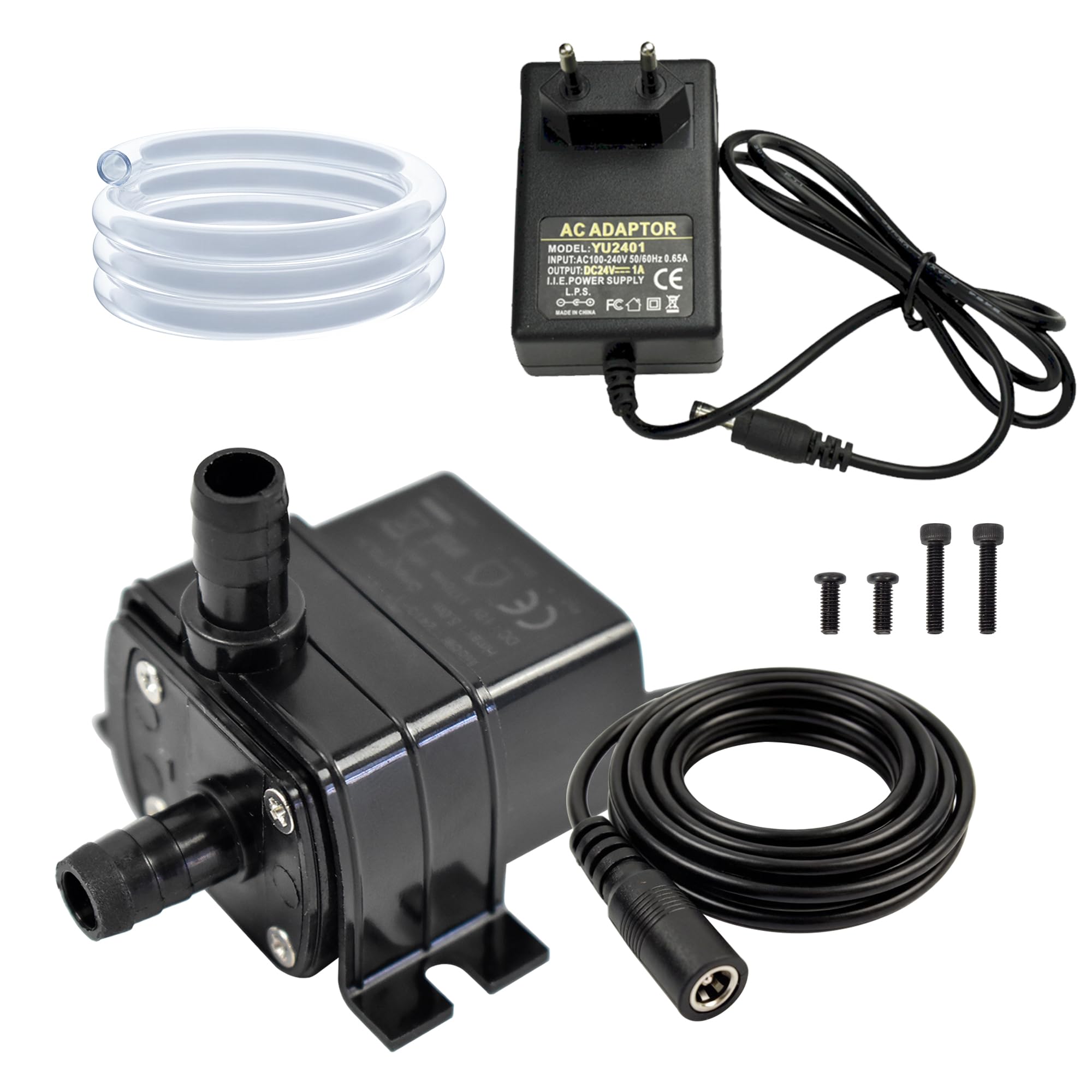 CONQUERALL DC 12V Solar Fountain Pump 63GPH 9.8ft 4.8W Submersible Pump with 3.3ft Tube and Power Supply(EU) for Small Garden Pond Landscap
