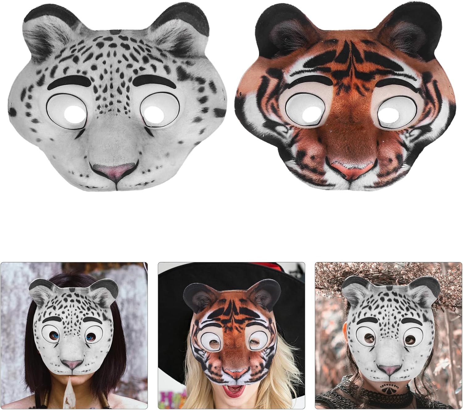LOGOFUN 6pcs Cartoon Animal Masks for Halloween Cosplay Themed Party Carnival Costume Decoration
