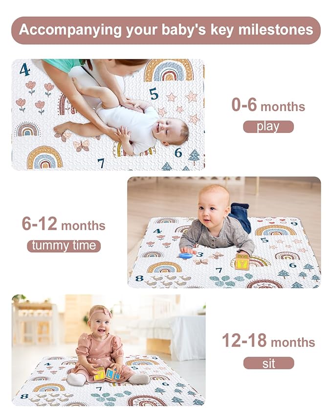 Alfombra de Juego Boho Rainbow 50x50 Pulgadas Lavable Antideslizante miniatura 5