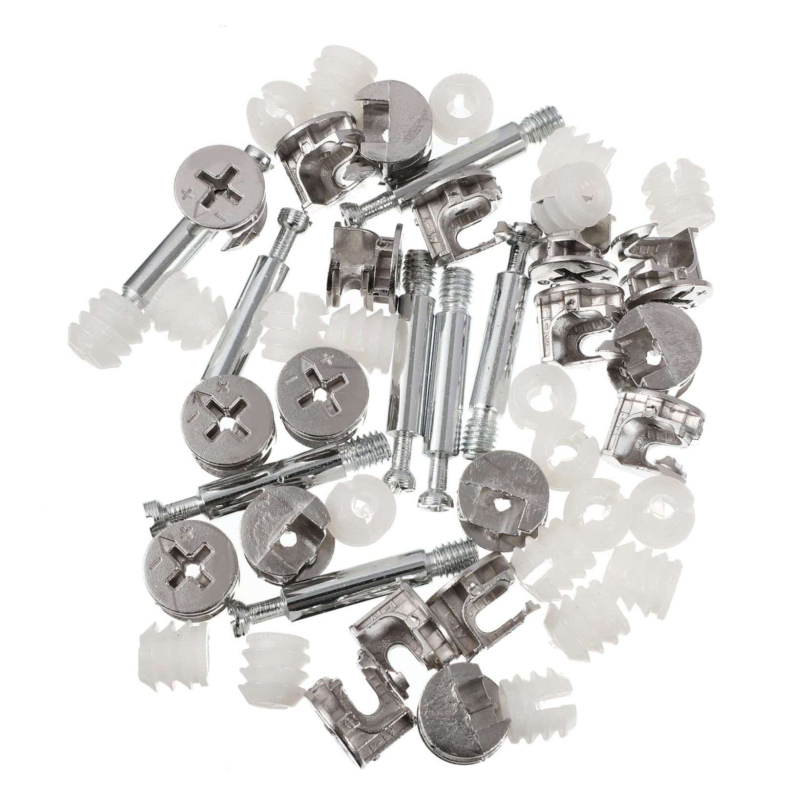 Schrankverbinder 50 Stück aus Zinklegierung, Eisen und Nylon, Silber