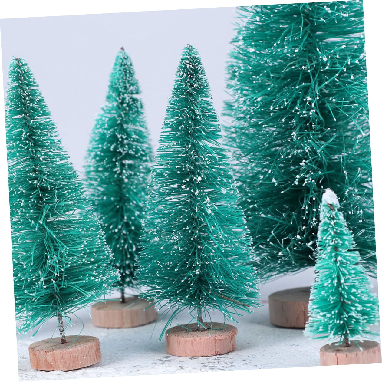 24pezzi Albero di Natale Mini Realistico Blu-verde Ornamento Creativo da Tavolo con Supporto in Legno per Decorazioni Natalizie Regalo da Scrivania