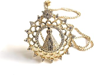 Virgen de la Caridad del Cobre Necklace 17.5 Inches Ball Chain Round Cuban Medal