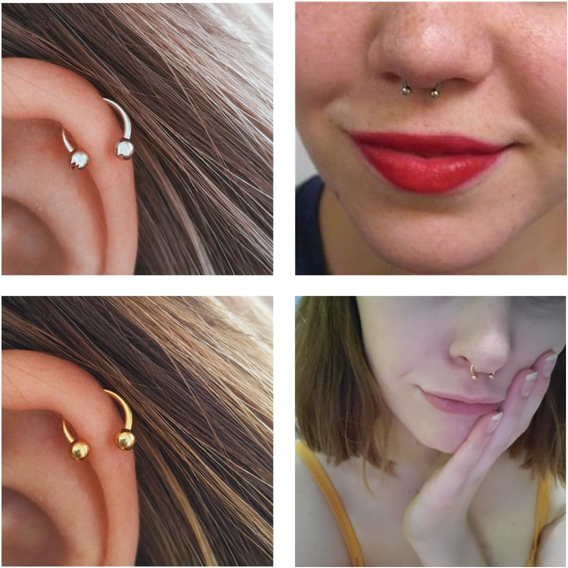 Horseshoe Septum Nose Rings 16G Cartilage Helix Tragus Hoop Earring Stainless Steel Bull Nose Piercing Jewelry Eyebrow Lip Retainer for Women Men - Image 3