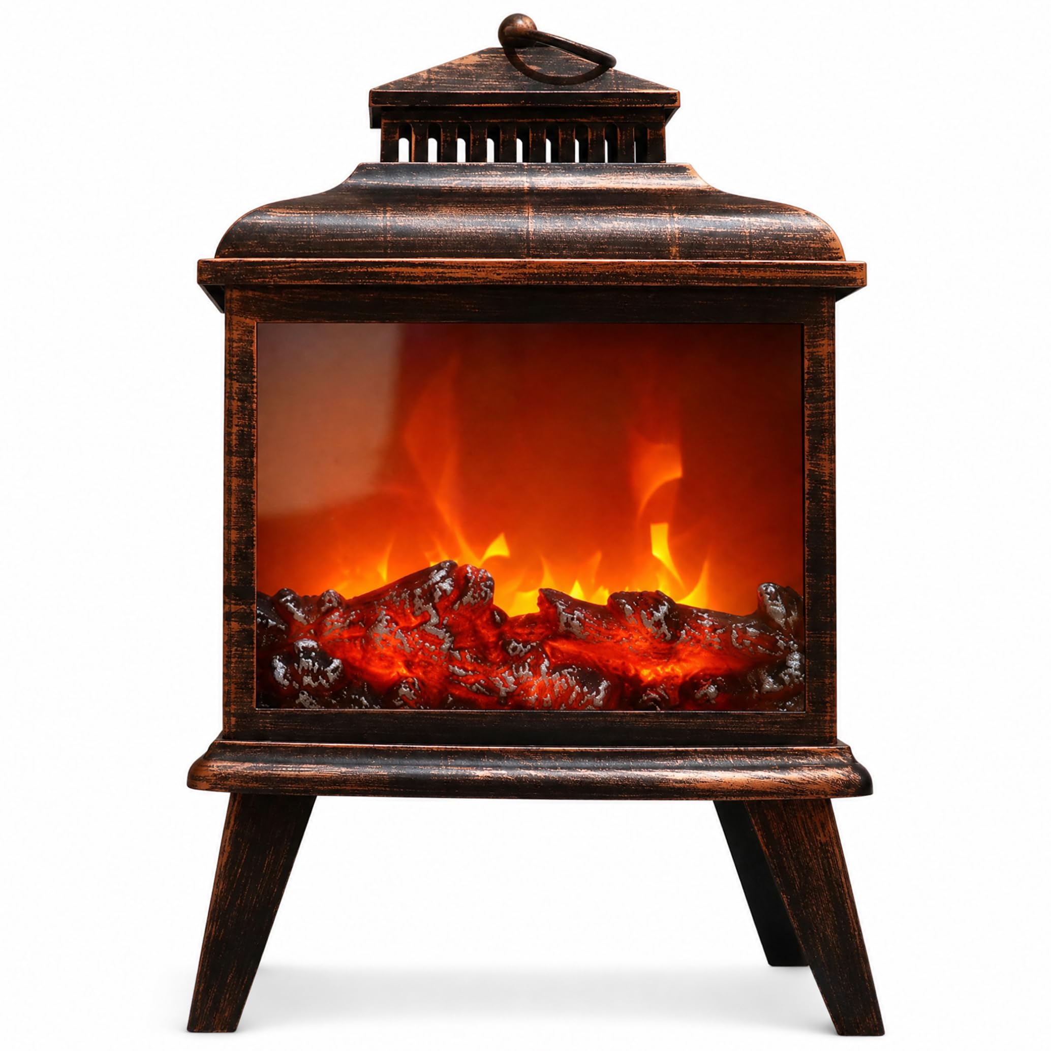 Fireplace Decor, LED Fireplace Lamp Artificial Decor USB & Battery Powered Desktop Lamp with Realistic Flame Effect for Home Office Hotel