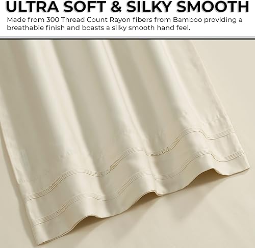 Miniatura 9 de Tribeca Living BAMB300SSCKWH - Juego de sábanas de rayón de bambú de 300 hilos, 4 piezas, color blanco