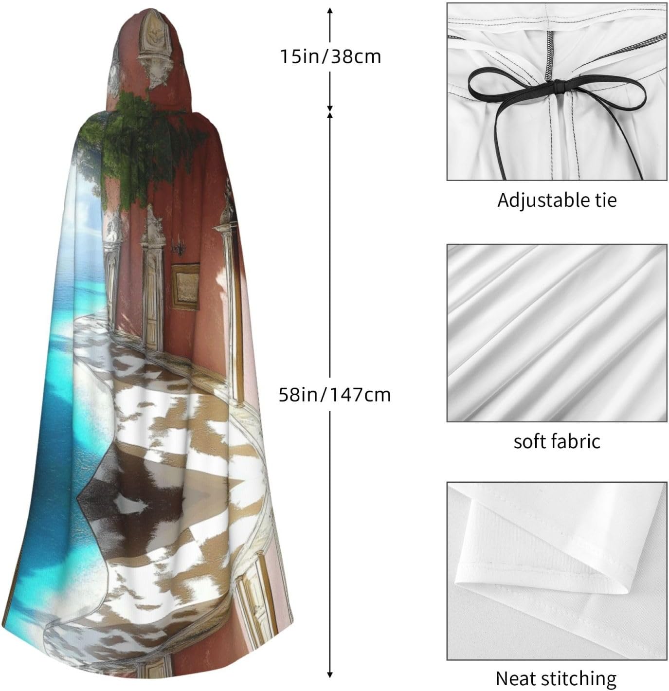 Blue Ocean Unique Darkness Poncho Shawl - Customizable Wearable Blanket for Women, Perfect Halloween Costume Accessory, Knight, Akatsuki, and More