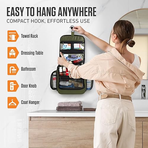 Vista 91 de VENTURE 4TH Neceser de viaje colgante para mujeres y hombres, organizador de viaje con compartimentos expandibles y bolsa transparente extraíble