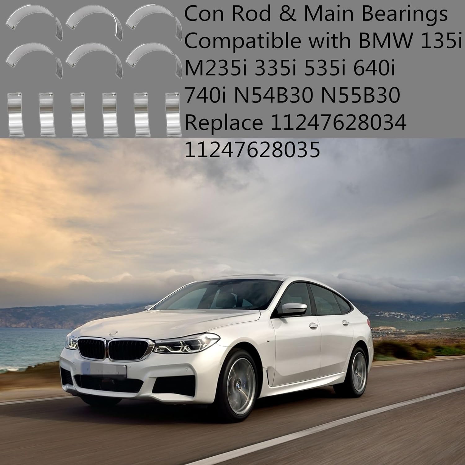 XQSMWF Con Rod & Main Bearings Compatible with BMW 135i M235i 335i 535i 640i 740i N54B30 N55B30 Replace 11247628034 11247628035