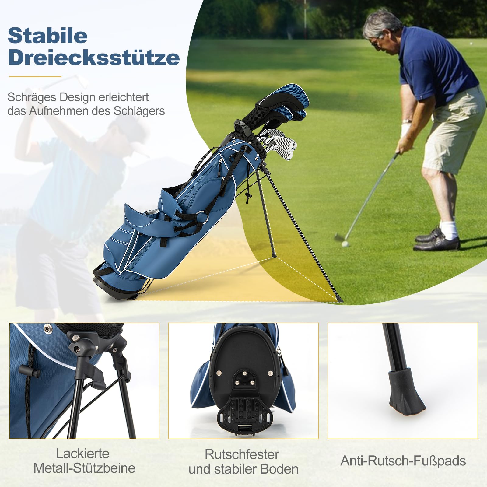 GOPLUS Golftasche, Golfbag, Golf Stand Bag mit Pencil Bag, Profi-Reisebag, Ständerbag mit Gurt, Farbewahl