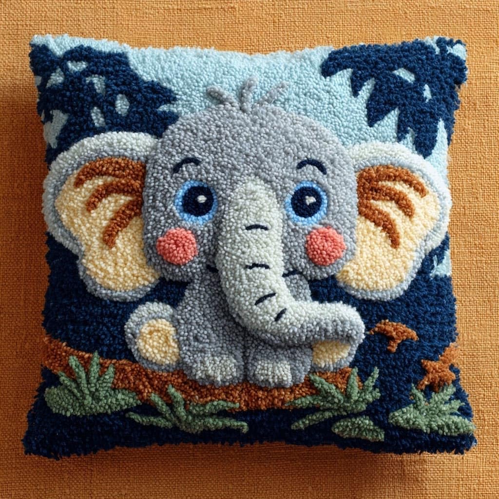 Henypt DIY Latch Hook Kits Pillow, Elephant