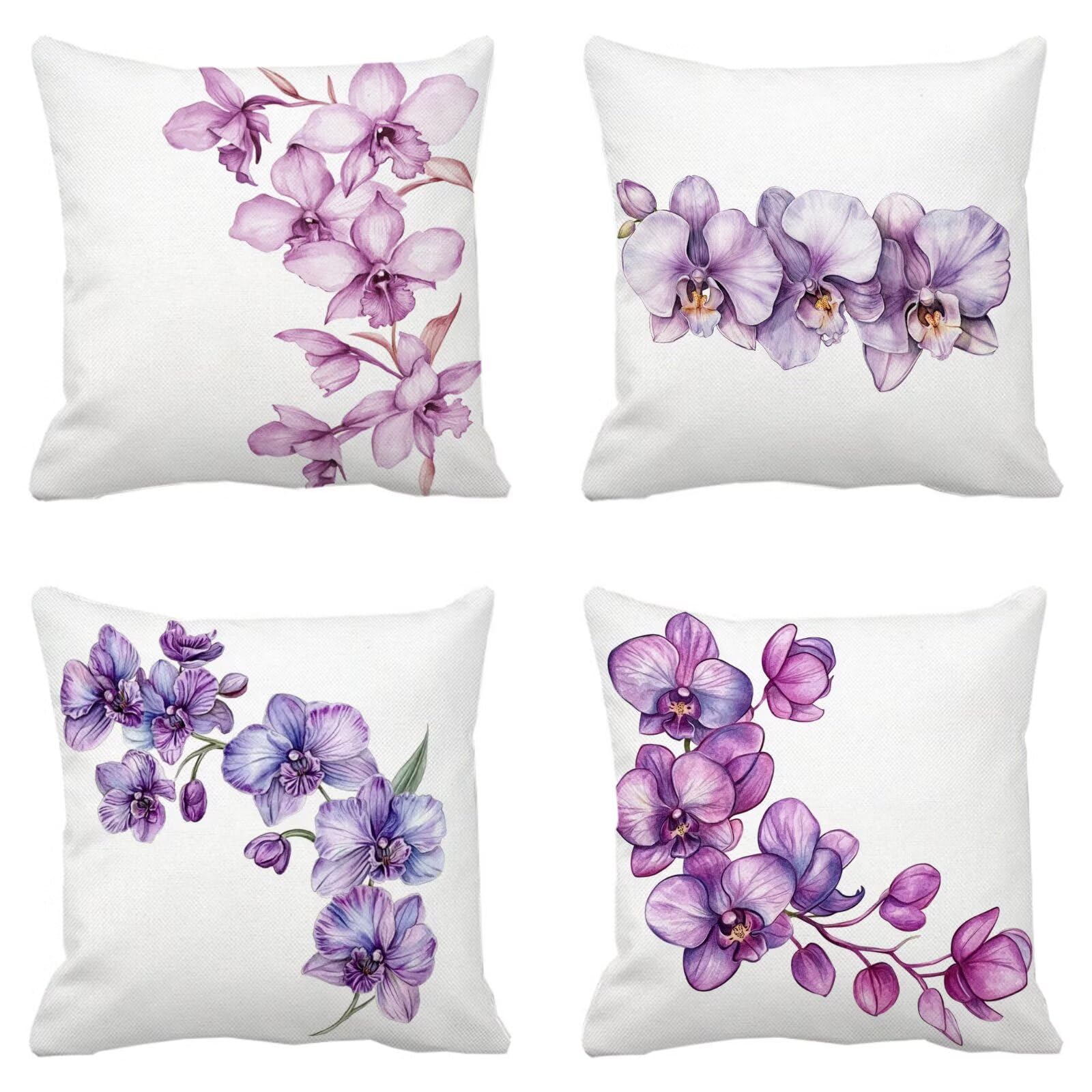Housse coussin 50x50cm impression recto verso au motif fleurs de simplicité super doux