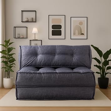 Homedius Mocca Linen Double Folding Bed Folding Sofa Gray Double