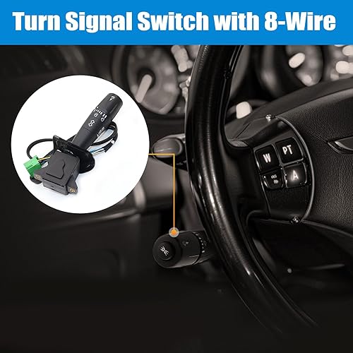 Miniatura 2 de XQSMWF Interruptor de señal de giro con 8 cables, color negro, compatible con Peterbilt y Kenworth #P271067 P27-1067 P27-6221 TRW480791 20548AA