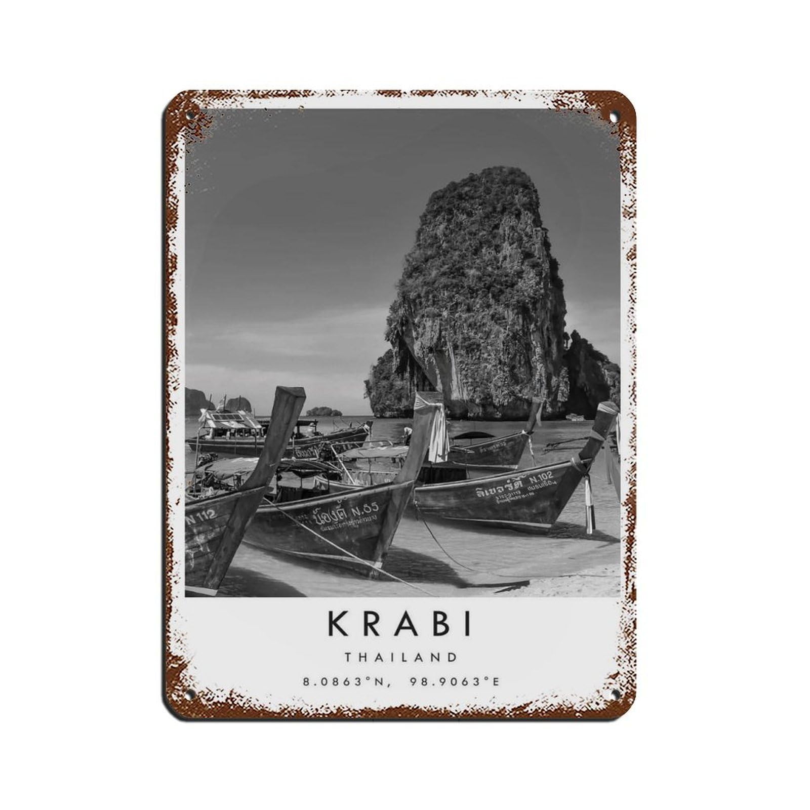 Krabi Travel, Phuket Poster (2) Tin Sign Vintage Metal Pub Club Cafe Bar Home Wall Art Decoration Poster Retro 12x16inch(30x40cm)