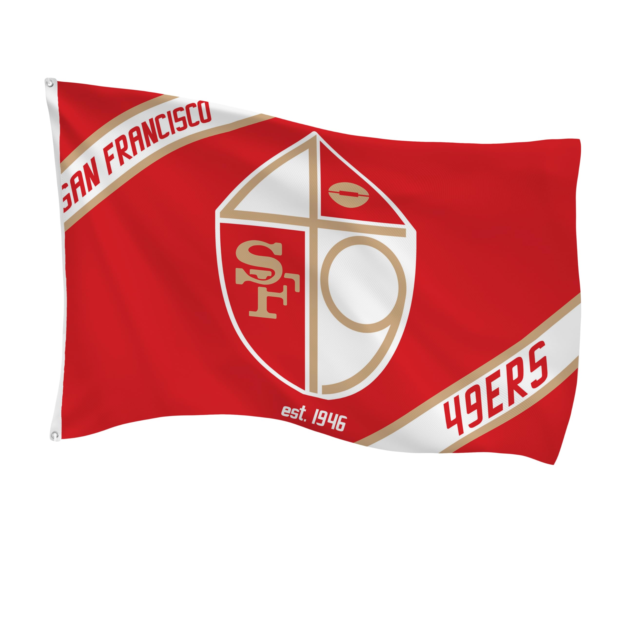 NFL San Francisco 49ers Flag with Vintage Logo, 3' x 5' Outdoor Estate Flag with Grommets, Outdoor Banner for Garden Patio Decoration, Indoor Wall Decor Flag for Room, Works with Flag Poles for