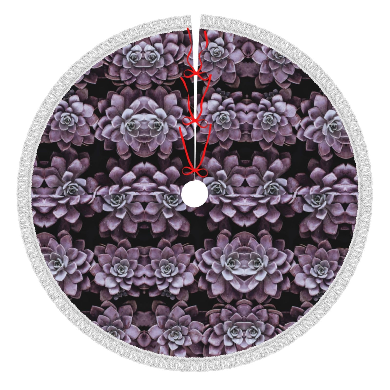 Jupe de sapin de Noël en tissu de qualité supérieure à pompons violets