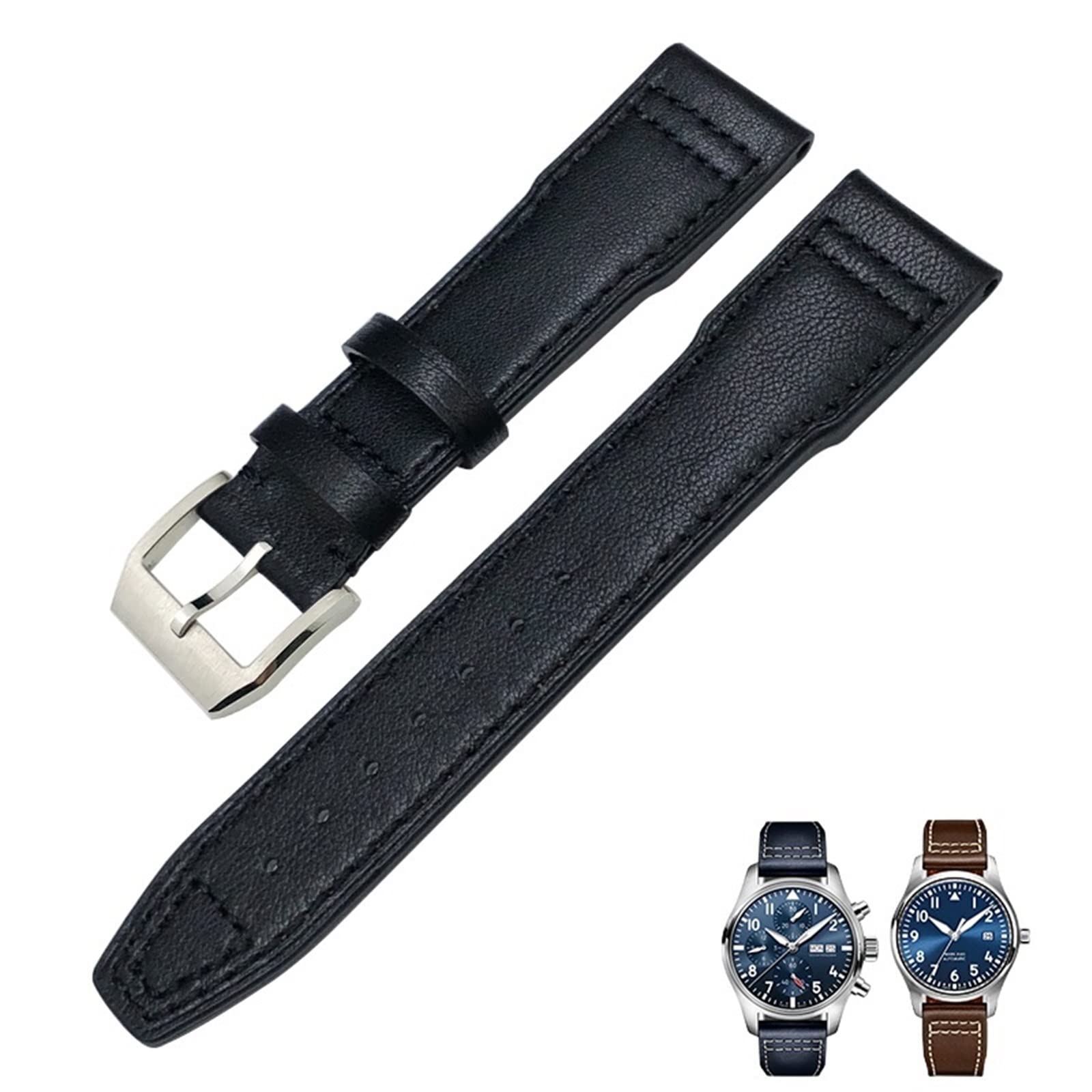 Correa de Reloj de Cuero Genuino 20mm 21mm 19mm 22mm Correas de Reloj de Piel de Vaca para IWC Mark Big Pilot Spitfire Portofino Accesorios de Reloj