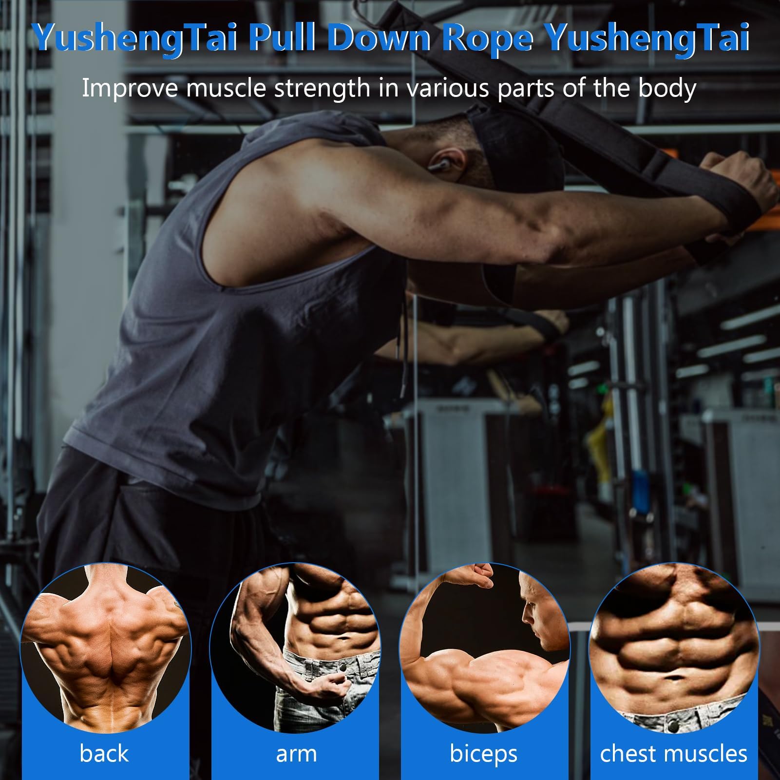 Corde à Triceps Extra-Longue 160cm - Sangle Réglable Pour Musculation Des Bras Et Du Haut Du Corps