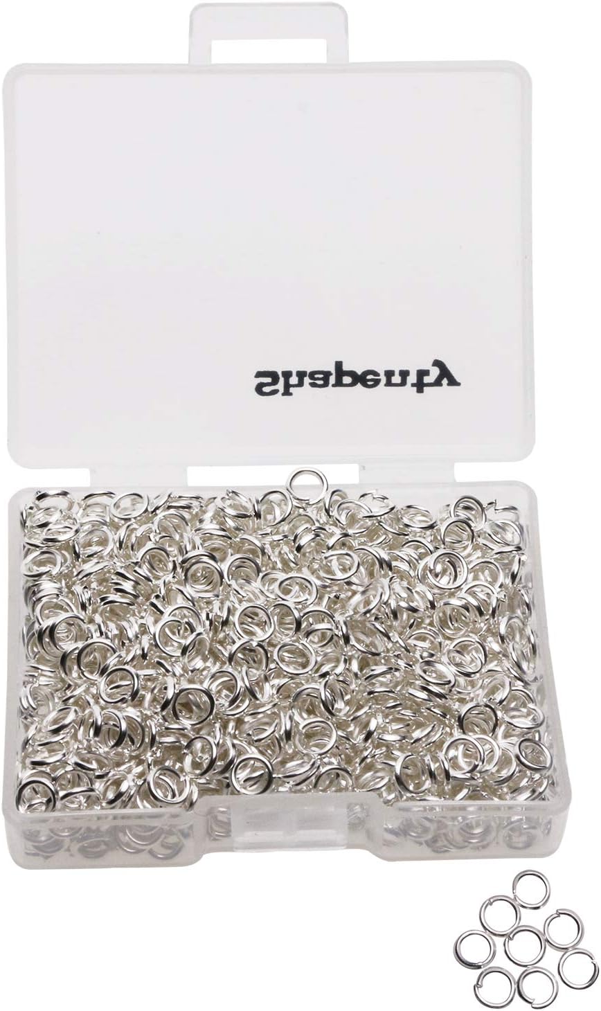 Shapenty 1000PCS Silver Plated Iron Open Jump Rings Connectors Bulk for DIY Craft Earring Necklace Bracelet Pendant Choker Jewelry Making Findings and Key Ring Chain Accessories (Silver, 4mm)