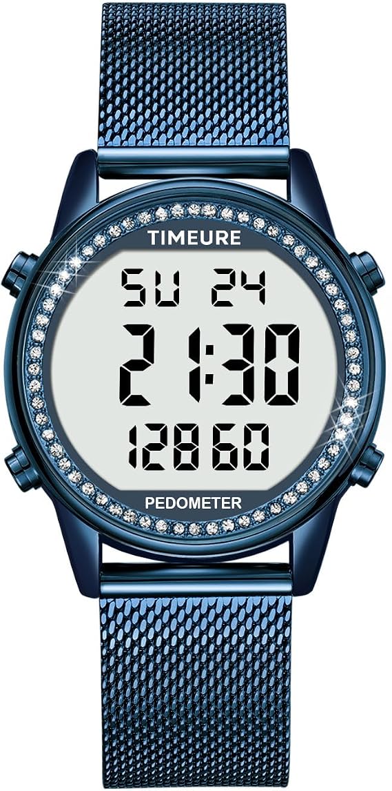 Women's Step Counter Pedometer Watch with Stainless Steel Bracelet, Stylish Design, No App, No Charging Needed for Step, Calorie, Distance, Alarm, Countdown Timer,TU-2401