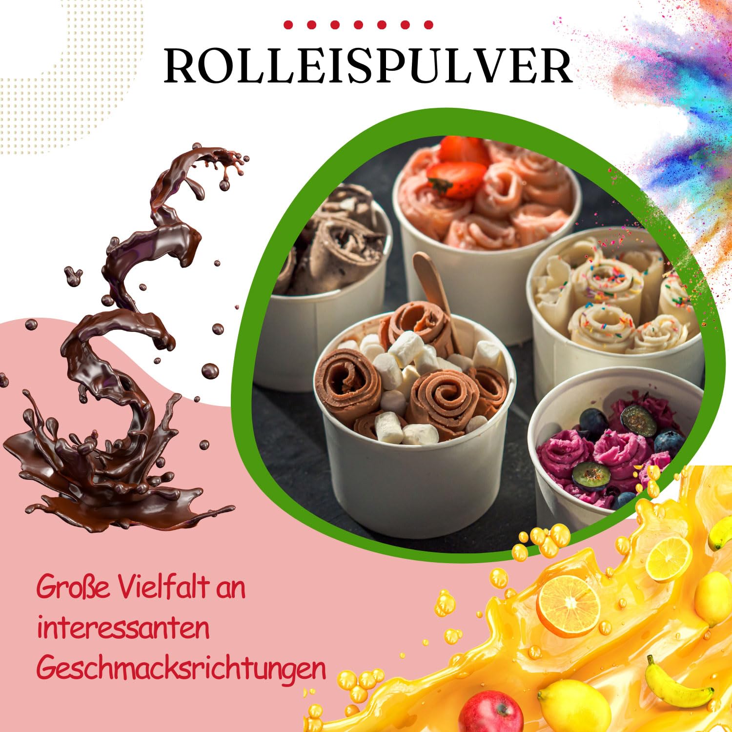 Gino Gelati Rolleis Pulver mit fruchtigem Geschmack, verschiedene Varianten und größen, tropisches Eis, Made in Germany, schnelle und einfache Zubereitung (100 Kg, Mandarine)