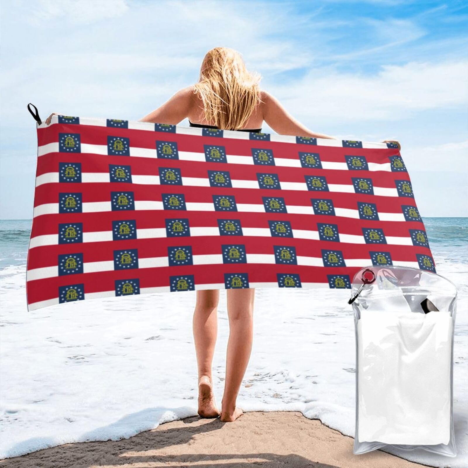 AYYQWE Georgia Flag Print Lightweight Towel For Men Women Travel Beach Camping Hiking Yoga Swimming Sports