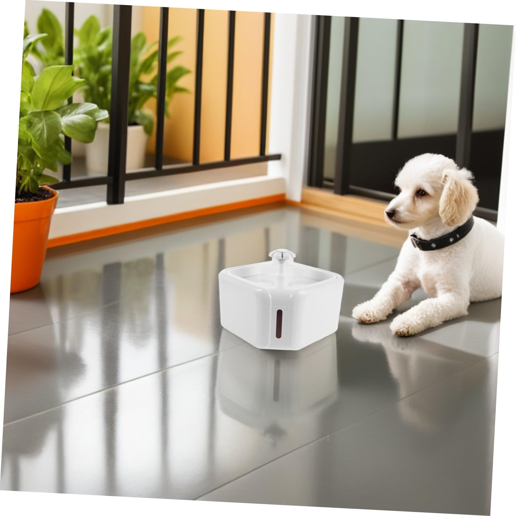 HOMSFOU Fontaine à Eau Automatique Fontaine à Eau pour Chats pour Animaux ABS, Grosse Capacité, Blanc, Silencieuse, Détection de Mouvement, Usage Intérieur Plan de Travail