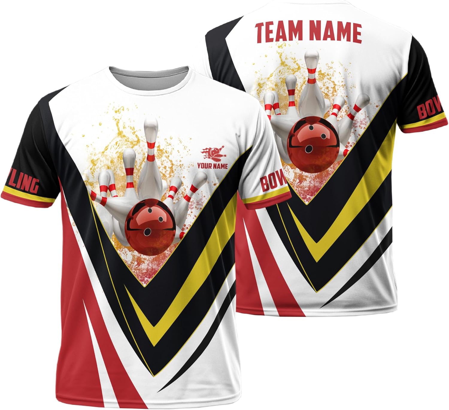 Unisex Bowling T-Shirt Custom V Shaped Bowling Ball T Shirt for Men Printing Bowling Related Clothes