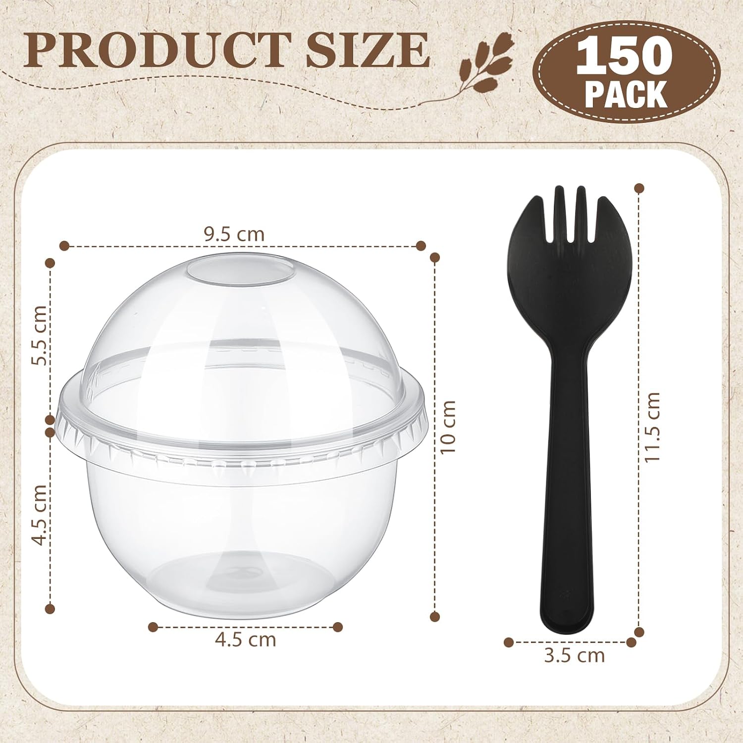 Jingmore 150 Pack 8.45 oz Fruit Cups with Lid Clear Plastic Cups with Dome Lids and Spoons Business Clear Dessert Mini Disposable Parfait for Fruit Ice Cream Pudding Yogurt Trifle Food Store