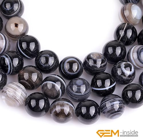 Miniatura 57 de GEM-Inside - Cuentas sueltas de piedra de lava negra natural de 0.315 in para hacer joyas, 15 pulgadas Cordierita de grado A