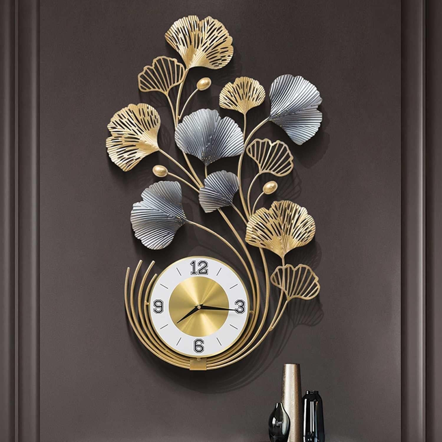 RIZIK STORE™ Metal Wall Hanging Floral Handmade Wall Clock Multicolor Ticking Sound for Bedroom/Drawing Room/Hall/Dining Room (19”x35”) (Design 1) (B0DFY4T25T) Amazon Price History, Amazon Price Tracker