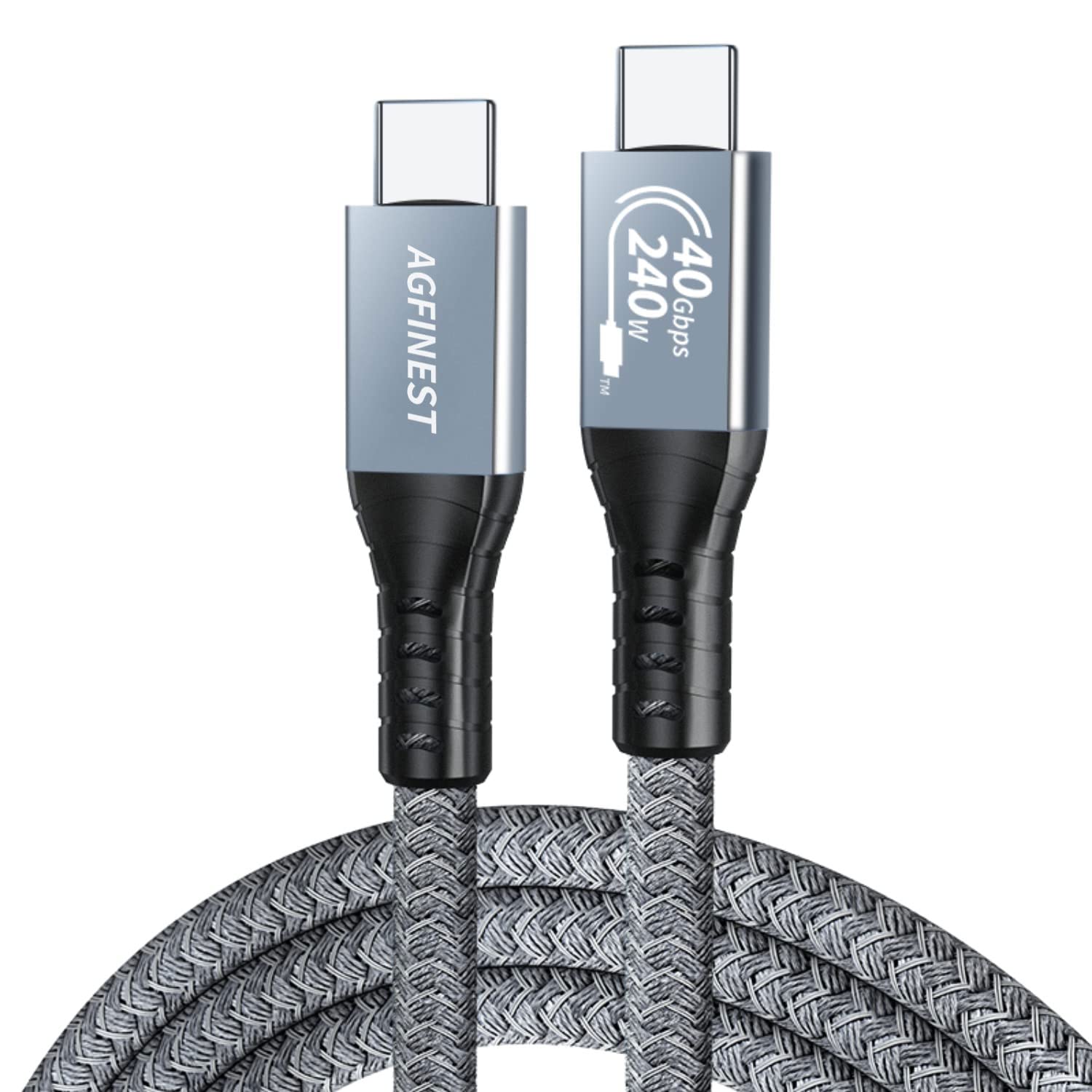 AGFINEST 240W USB4 Kabel für Thunderbolt 4 Kabel, Zertifizierte 40Gbps Datensynchronisation, 8K@60Hz 4K@144Hz HDR USB C Kabel für iPhone16 MacBook M1 M2, iPad, SSD, Docking Station (Gerade, 1M)