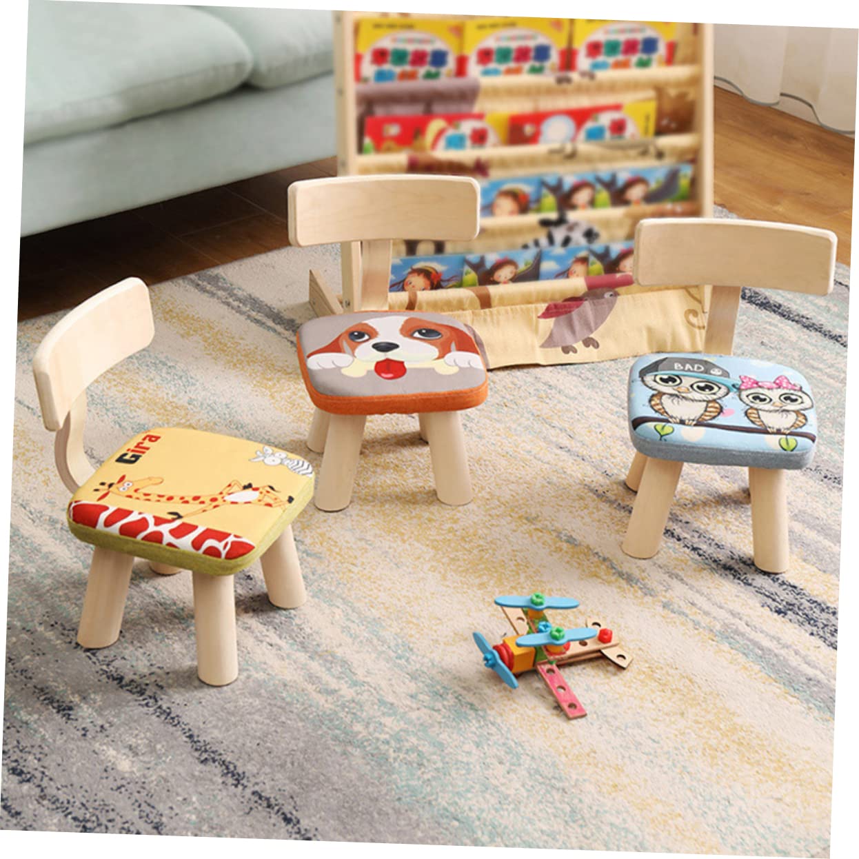 Ciieeo Back Stool with Lovely Puppy Design Fall Chair for Removable Washable Seat Cover Sturdy Safe Stool for Home Use