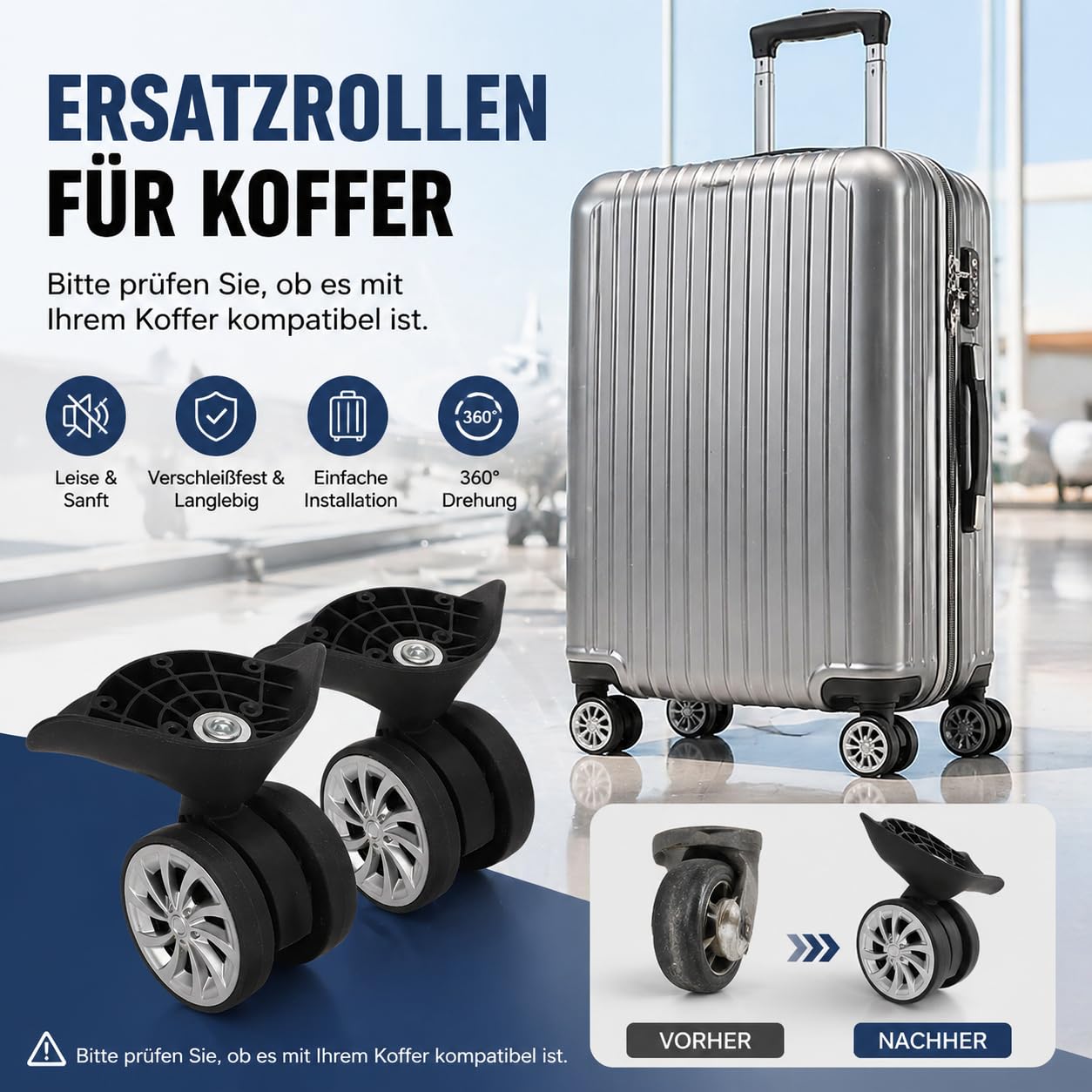 Roues de Valise à Bagages, 2 roulettes de Valise en Nylon Noir pour Voyage Bagages Valise Roulette de Remplacement Camping De Montagne