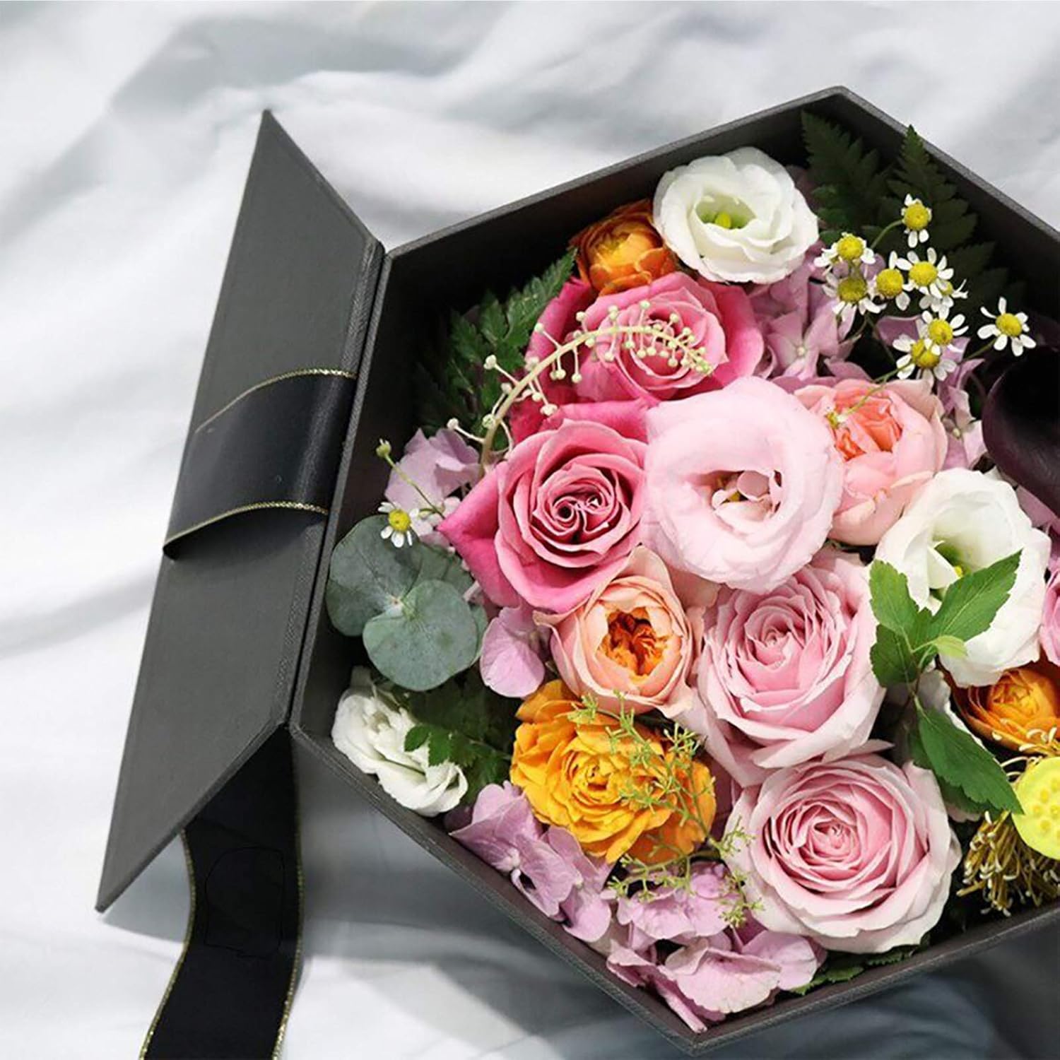 Black Friday - 40% OFF Black Gift Box - 9'' x 8'' x 4'' Gifts Wrap Boxes with Lid, Cover Ribbon and Shredded Paper for Christmas, Wedding, Halloween, Valentines Day, Birthday, Mother Day, Father Day, Engagements, Grooms Gifts