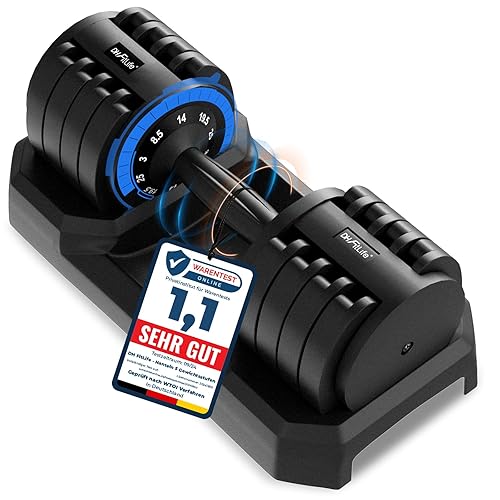 DH FitLife 3 bis 25 kg verstellbare Hanteln für Krafttraining, Kurzhantelset mit platzsparenden Hantelscheiben für Heimtraining, Variable Gewichte 5 in 1 - 1 Stück