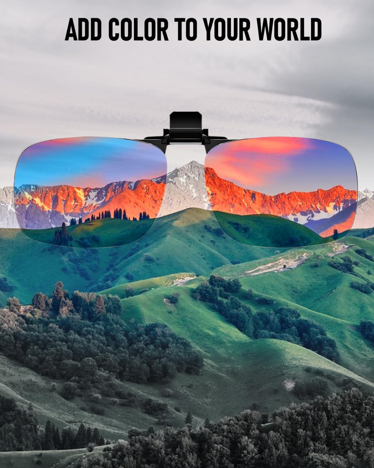 Clip-on Flip Up Color Blind Glasses for Men, Color Vision Deficiency Correcting & Enhancing Glasses for Red Green Colour Blindness