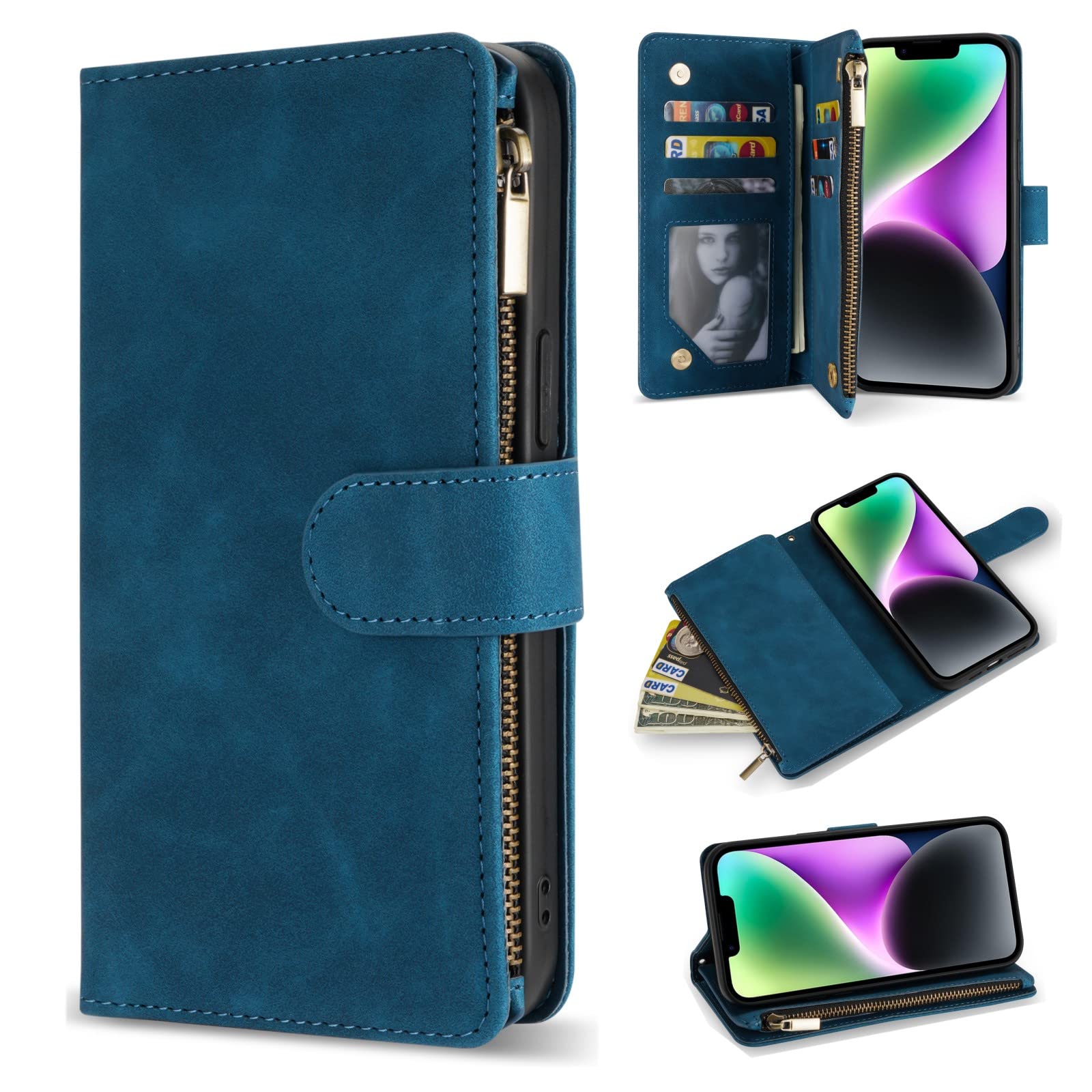 手染め一点もの【NA pouch wallet / blue】 手染め一点もの【NA pouch wallet / blue】