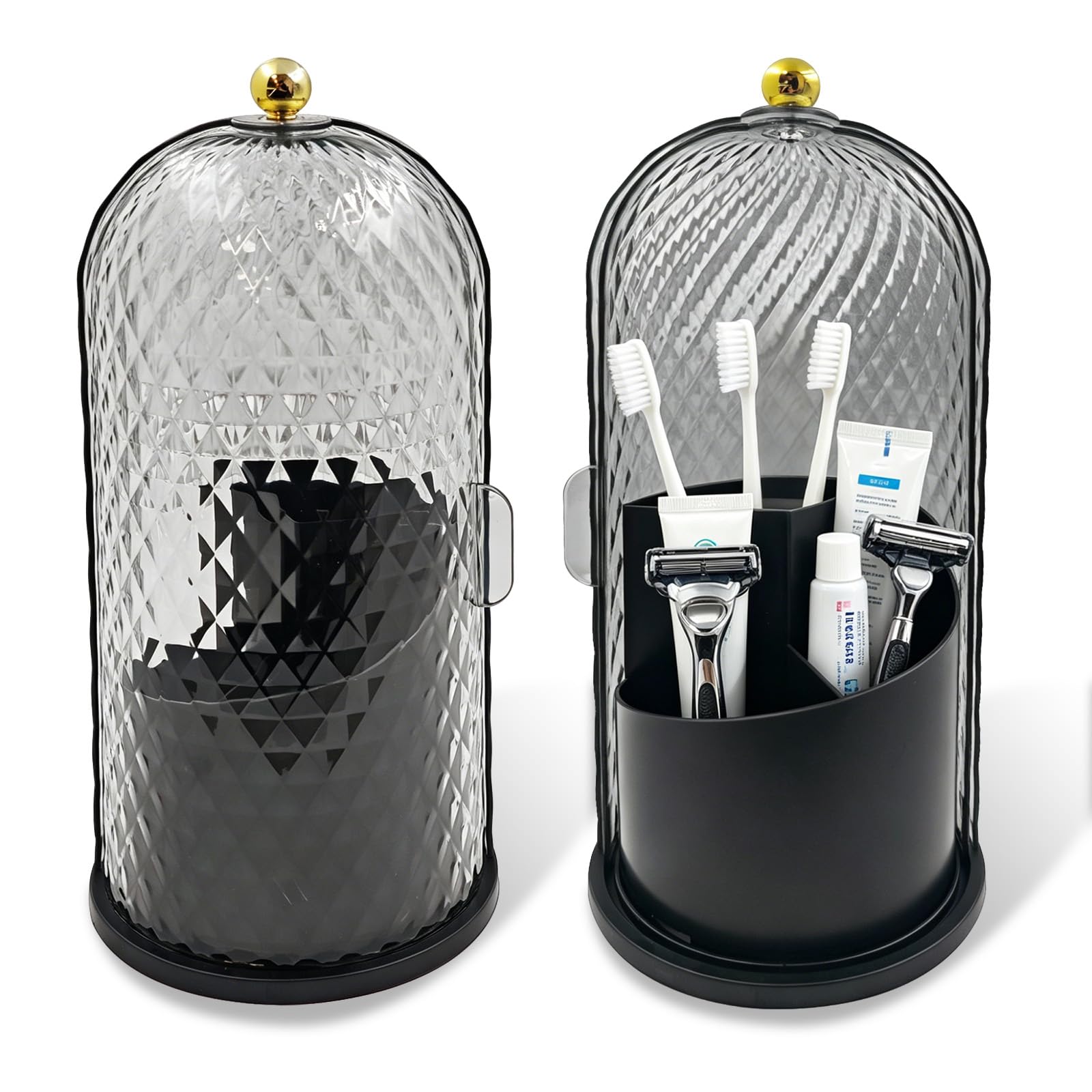 Organisateur maquillage rotatif 360 à couvercle anti-poussière portable
