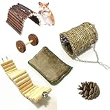 Leeko Pet Hammock Hamster Hanging Toy, 5 Piece Set House Hanging Bed Cage Toys for Small Animal Sugar Glider Squirrel Chinchilla Hamster Rat Playing Sleeping