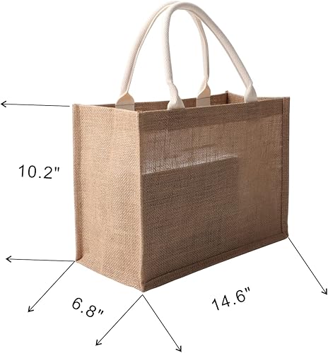 Vista 23 de Bolsas pequeñas reutilizables de yute natural para regalo de Navidad con asas de algodón, bolsas de mano para bodas, damas de honor, bolsa