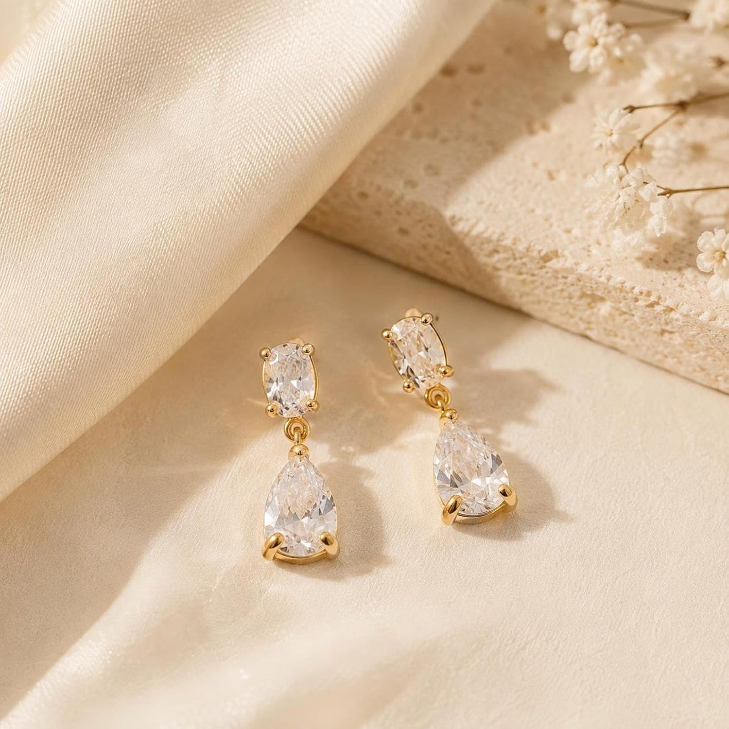 Moodear Dangle Earrings for Women 14K Gold Plated Drop Earrings
