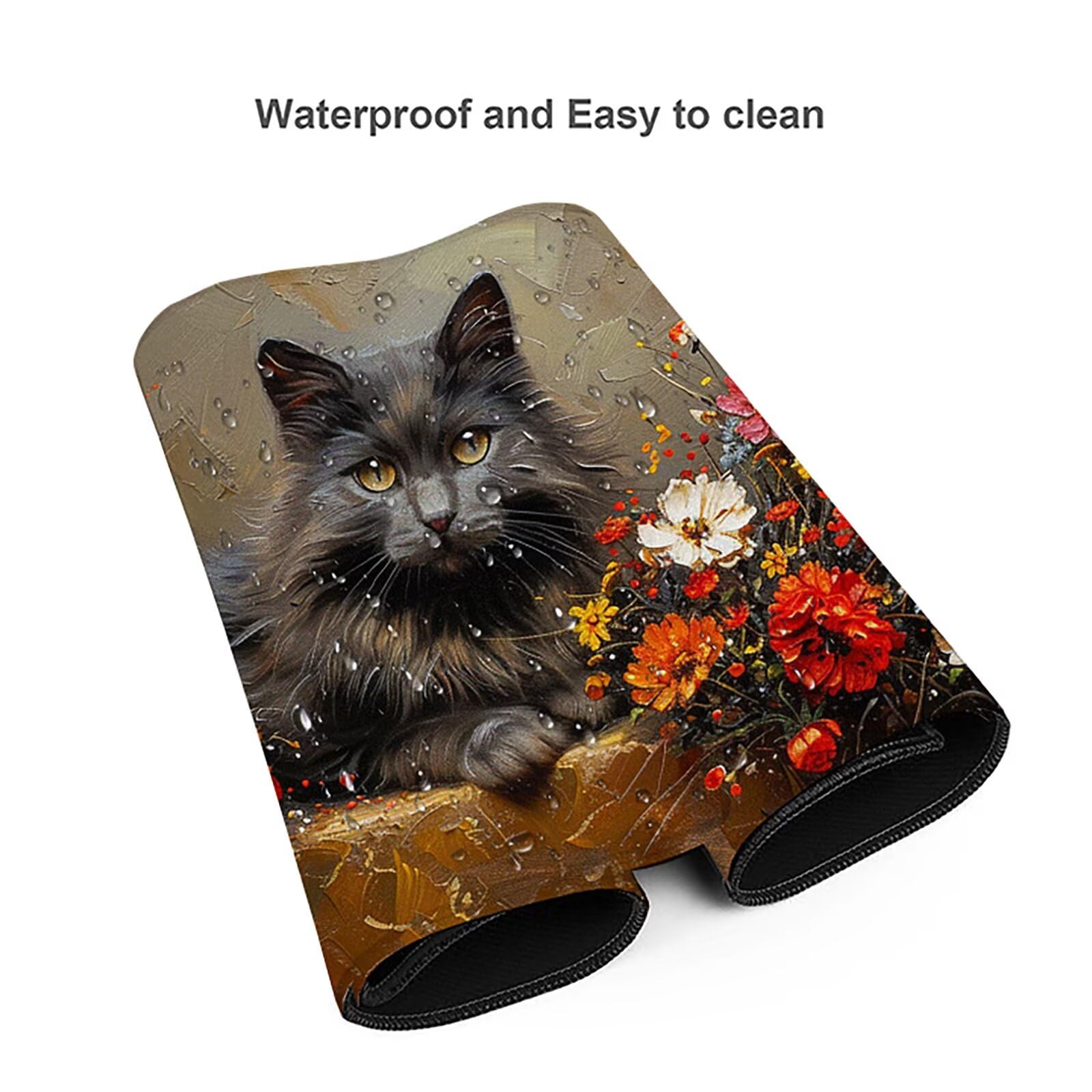 Gato Alfombrilla Ratón Gaming XXL 1500x800 mm, Alfombrilla Gaming Amarillo Mousepad con Base de Goma Antideslizante, Impermeable Desk Mat para Teclado y Raton, Accesorios Gaming Regalos de Hombre L-Z