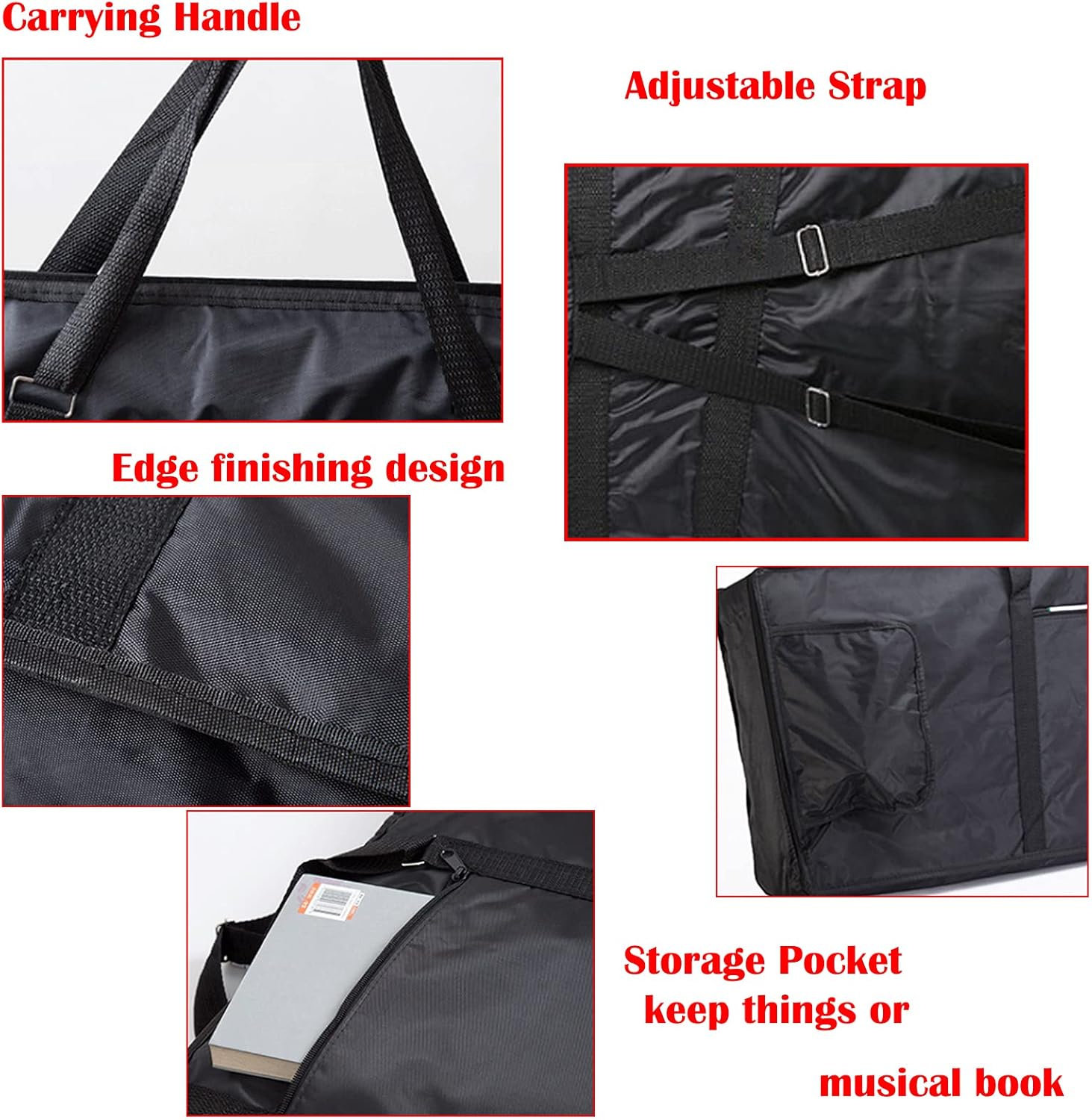 39" 61-Note Keyboard Gig Bag Electric Piano Case Padded with 6mm Cotton,Adjustable Shoulder Travel Strap and Storage Pocket - Black for 61 Key Electric Piano, 39'' x 16" x 6''