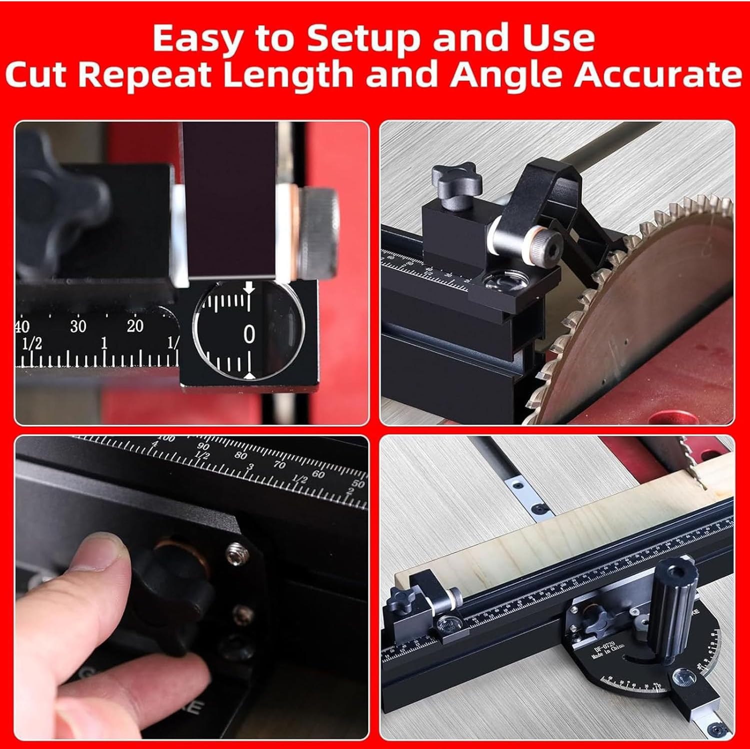 LICAEVEY Precision Miter Gauge for Table Saw, 360mm Fence with Flip Stop and 11 Angle Stops, Aluminum Alloy Woodworking Accessory Fits 3/4" x 3/8" T Slot