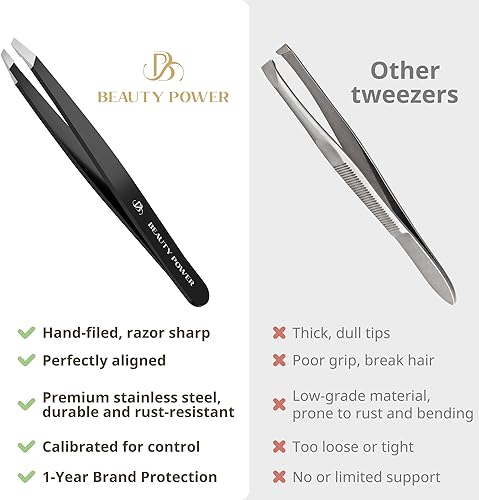 Miniatura 6 de Pinzas inclinadas profesionales de ultraprecisión para cabello facial de mujer, acero inoxidable alemán, pinzas para hombres y mujeres, pinzas