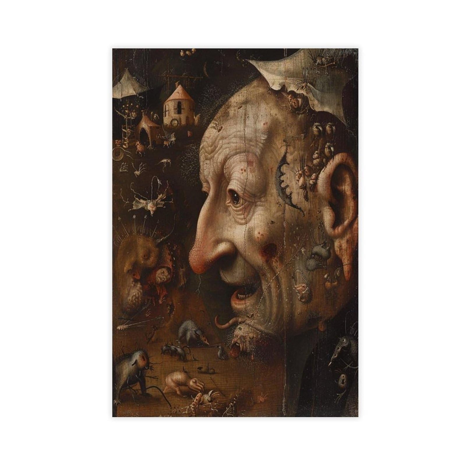 LXWNZE Hieronymus Bosch Art_ Intricate Renaissance Surrealism Canvas Poster Bedroom Decor Landscape Office Room Decor Gift 20" L X 30" W