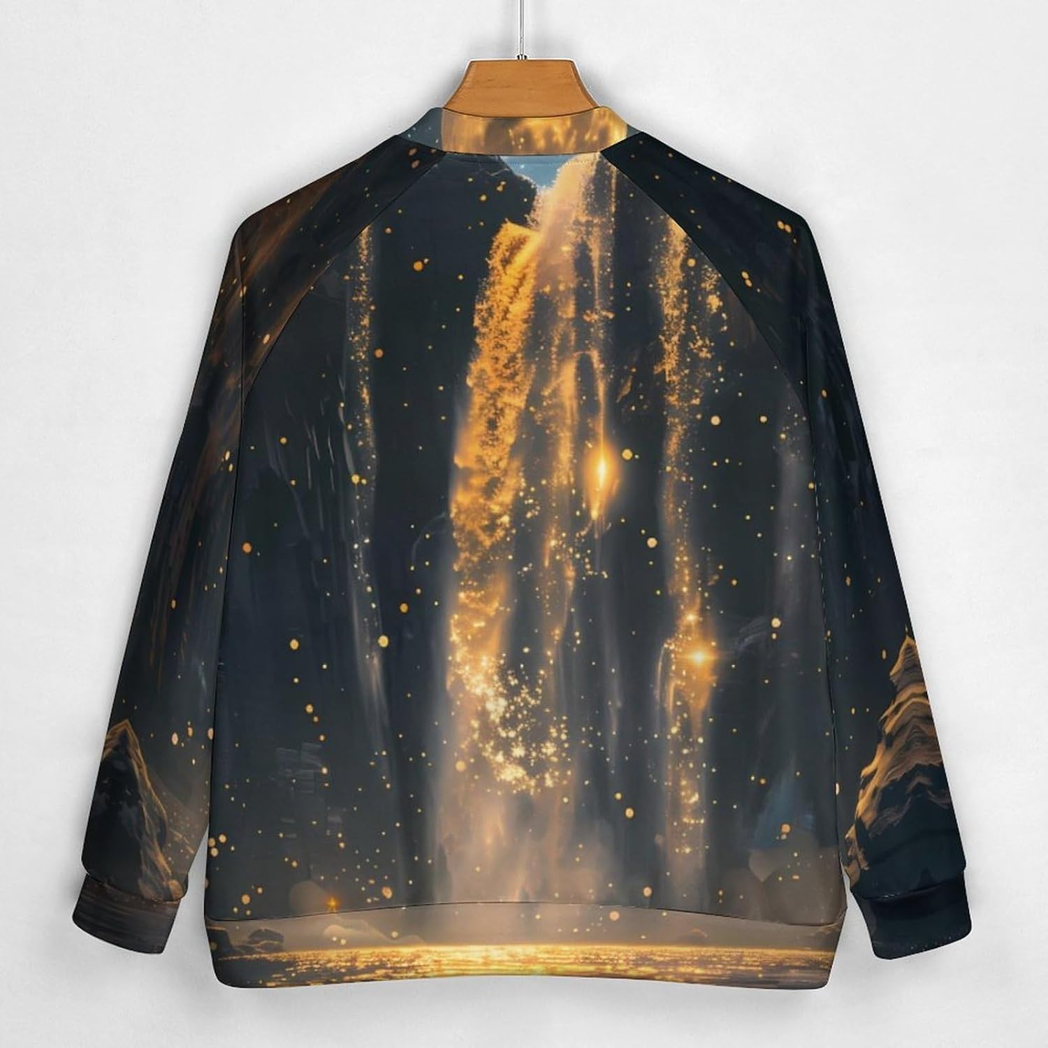 Moon Waterfall Baseball Jacket Casual Sportswear Bomber Jacket Coat for Men Women