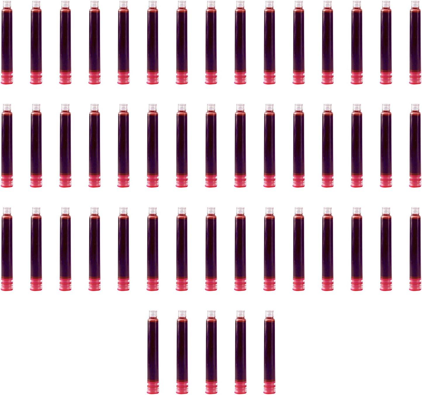 Fawoonu 50 Pieces Fountain Pen Ink Cartridges Red Color Ink Refill Cartridge with 3.4 mm Bore Diameter for Office School Student Writing Stationery Supplies